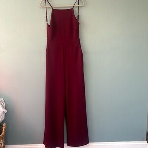 Lulus Maroon Backless Wide leg Pant Jumpsuit Women’s Size Medium